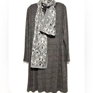 J Jill Soft Knit Gray Dress with Free Scarf